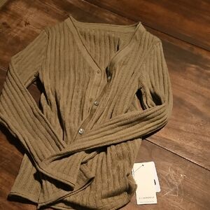 Commense Khaki Ribbed Women's Cardigan